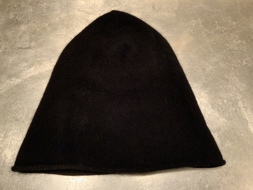 Cashmere Black Knit Beanie Hat One Size 