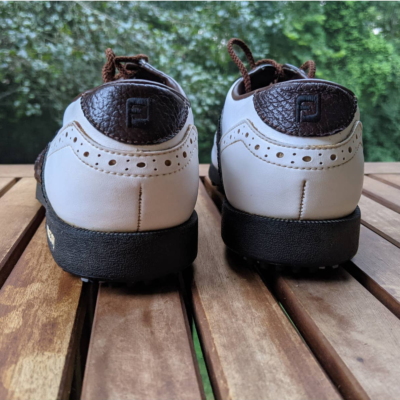 FOOTJOY FJ Greenjoy WHITE / BROWN SADDLE GOLF SPIKE SHOES SIZE