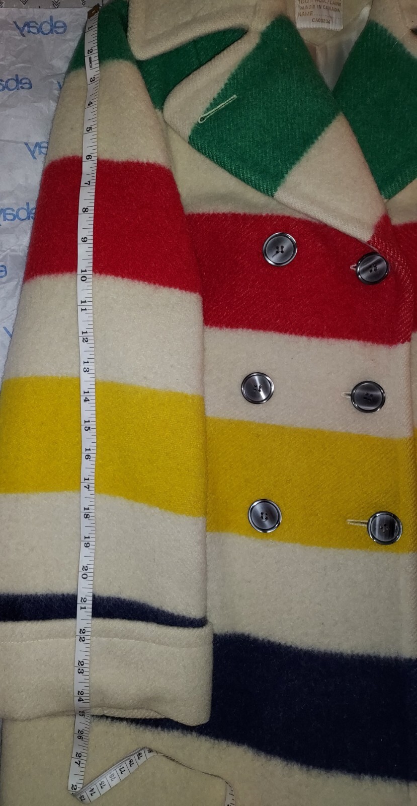 VINTAGE HUDSONS BAY BLANKET COAT 100 WOOL SIZE SMALLMEDIUM MINT