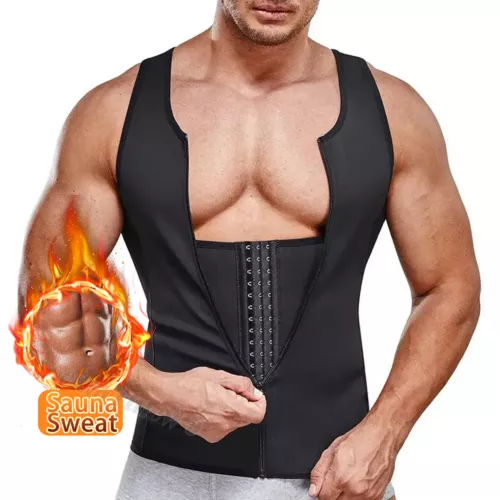 Traje de sauna para hombre chaleco de sudor entrenador de cintura moldeador corporal compresión gimnasio torso sin mangas - Imagen 20 de 31