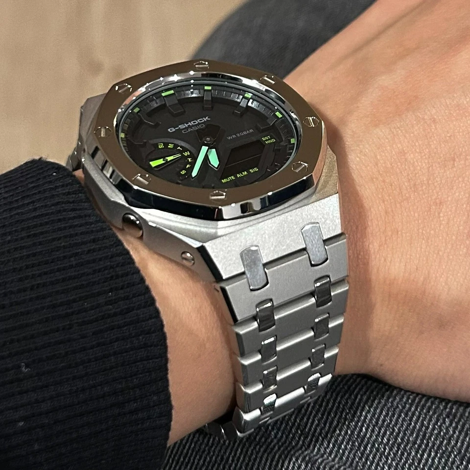 New Casioak GA2100 Custom G-Shock Royal Mod Stainless Steel Silver Gift - Image 4 of 4