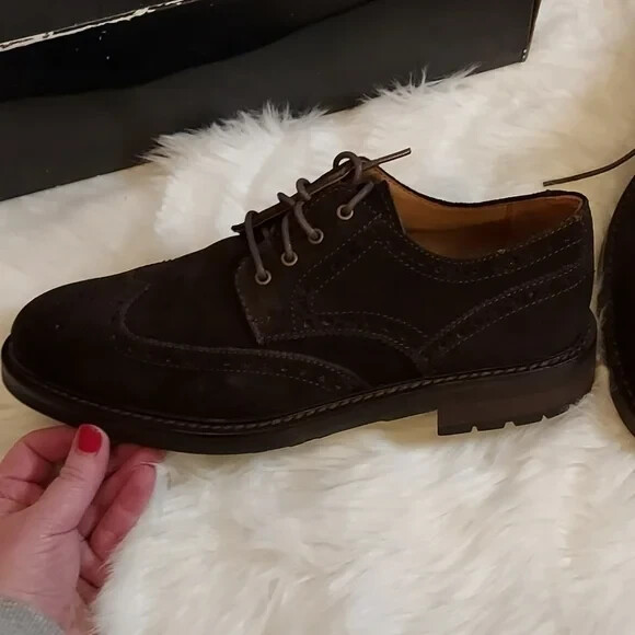 Ralph LAUREN Mens NORBECK WINGTIP DARK BROWN SUEDE SIZE 10D 