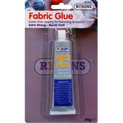 RYSONS Extra Strong Fabric Glue 54g | Washable Adhesive Repair Hemming Sewing Textile