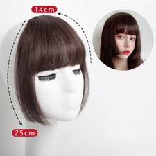 Thin Natural Clip in on Bangs False Fake Hair Extensions Front Fringe Blonde US