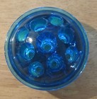 Vintage Blue Glass Flower Frog 9 Hole 3" Round Dome Center