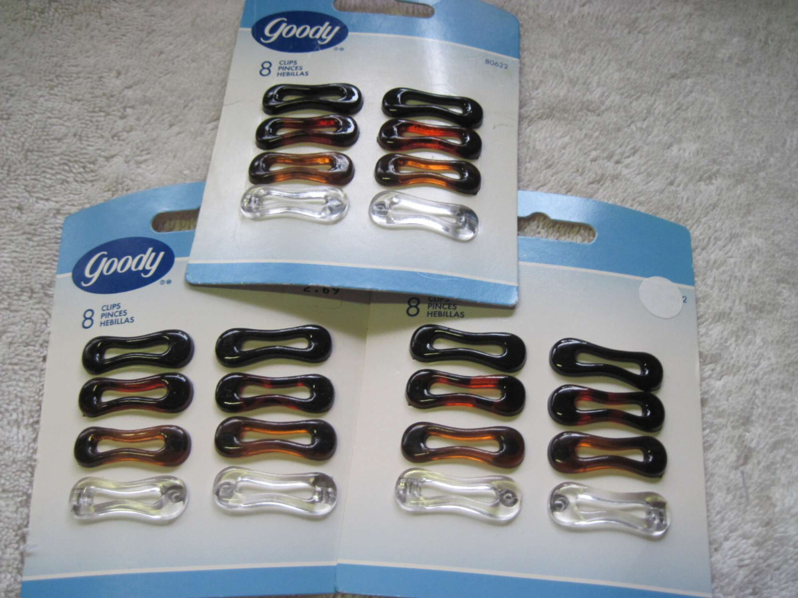 8 Goody Talie Plastic Oval Hair Clips 1" Secure Backs Stay Tight Hold Barrettes