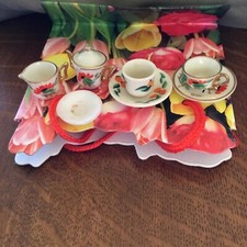 Vintage Rose Crown Dollhouse Dishes /Lot of Eight PCs.Japan
