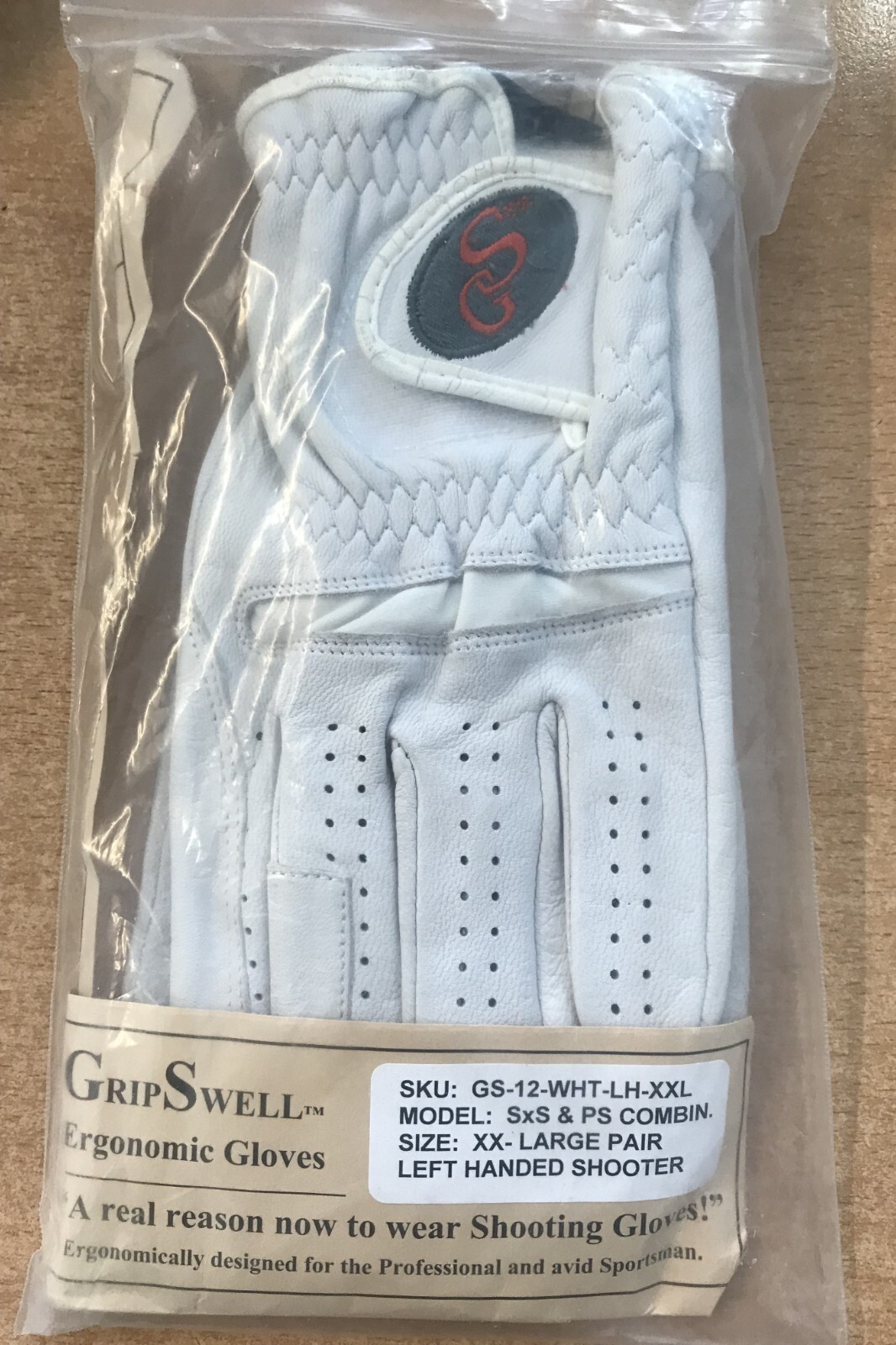 QUALITY GRIPSWELL SHOOTING GLOVES GS12 In WHITE LEFT HAND (SIZE SMALL