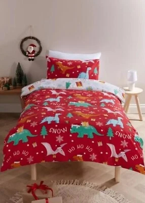 HOMELIFE Christmas Dinosaur Duvet Set Single Reversible