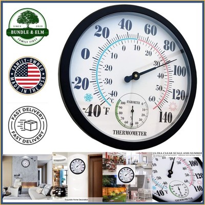 Reusable Hygrometer and Thermometer for Indoor Outdoor Use, Classic Black Style