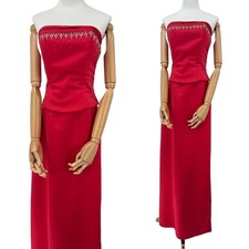 Modern Maids Collection Gorgeous Red Satin Formal Prom Evening Gown