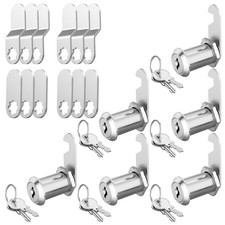 Cam Locks 6 Pack Keyed Alike 1-1/8 Inch Cylinder 3/4 Diameter - Secure Drawer