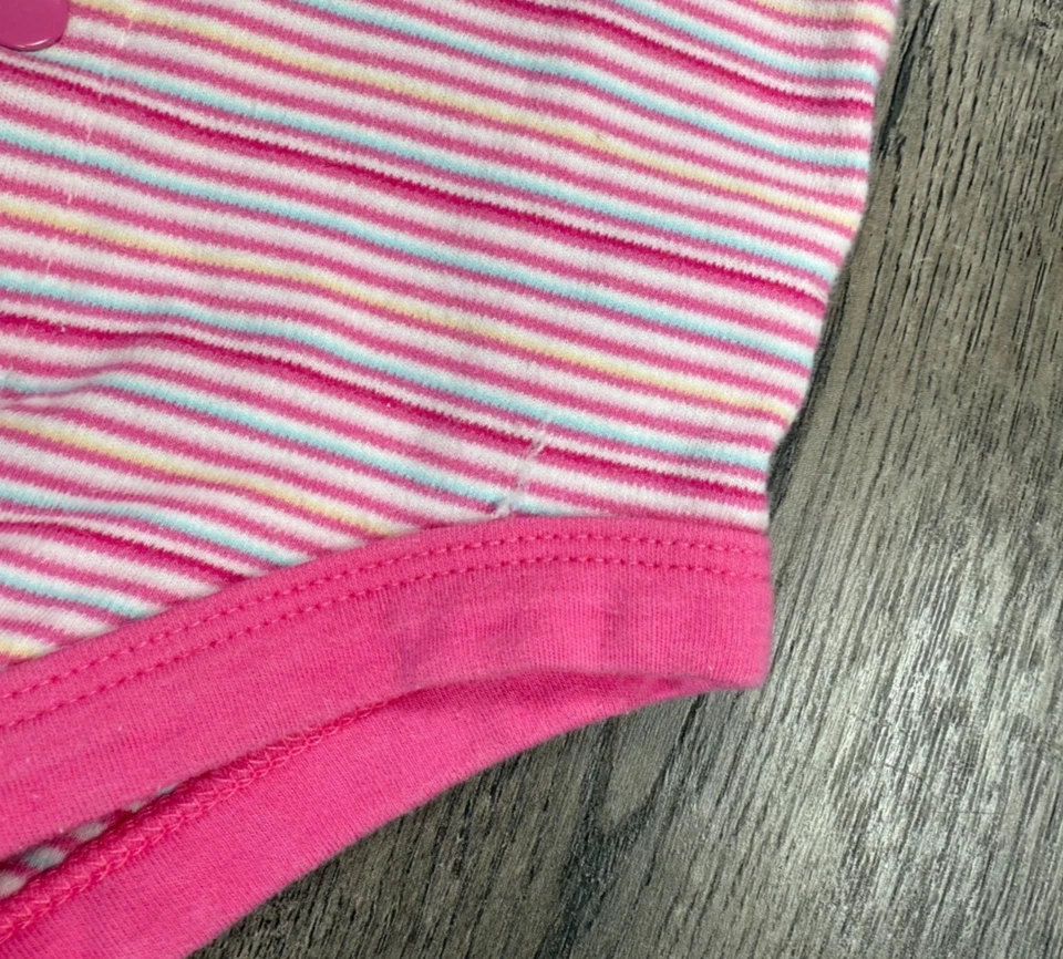 Baby Girl Clothes Baby Connection Preemie Pink Striped Flower Bodysuit - Image 2 of 3