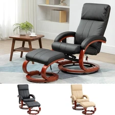 HOMCOM Recliner Chair with Ottoman Reclining Chair w/10 Vibration Points