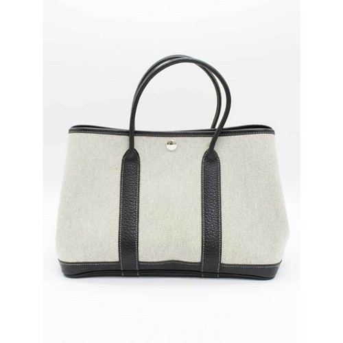 Hermes Garden Party TPM Tote Bag Ladies' Off White x Black New Used KIDS-0