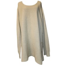 Ellos Cozy Knit Sweater Tunic Button Accent Beige 1X