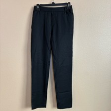 Nili Lotan Size 0 Black Virgin Wool Dress Pants Elastic Waist Pull On USA Made