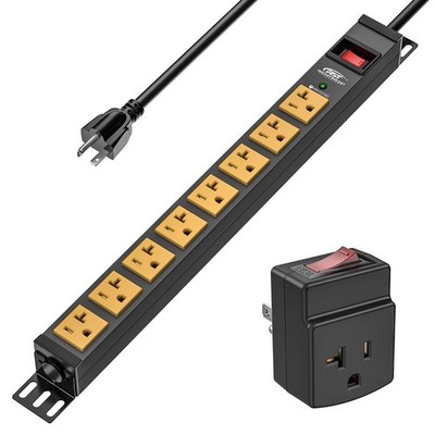 CRST 20 Amp Heavy Duty Power Strip, 8-Outlet Metal Surge Protector 2100J, Tru...