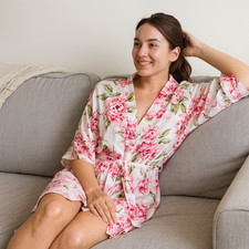 Show Me Your Mumu Robe One Size Pink White Floral  Brie Garden of Blooms  Kimono