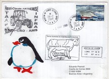 FRANCE TAAF ANTARCTIC TO ARGENTINA, COVER, 2000