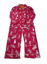NICK NORA DOWNHILL MONKEYS 100 COTTON Flannel Set Pajamas Kids Sz M 7-8