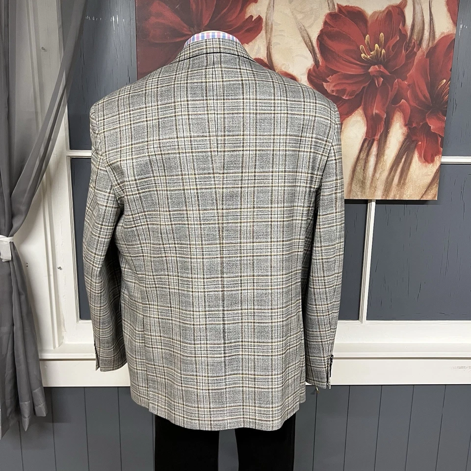 Спортивная куртка Pierre Loren Blazer мужская длина 50 л смесь полиэстера эластичная серая/коричневая - Изображение 3 из 4