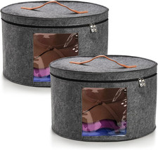 2 Pack Hat Storage Boxes, 16.5" Foldable Stackable and Portable Felt Organizers
