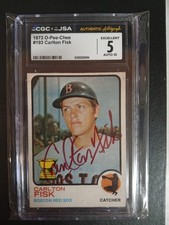 1973 O-PEE-CHEE #193 CARLTON FISK 5 CGC JSA RED AUTO 10 RARE