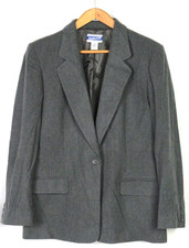 PENDLETON 100 Virgin Wool Gray 1 Button Office Blazer Women's sz. 12