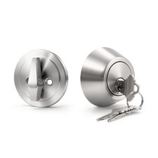 1 Pack Satin Nickel Single Cylinder Deadbolt Lock Set, Keyed One Side Door Lo...
