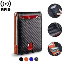 Mens Slim Wallet RFID Blocking Bifold Wallets for Men Minimalist Genuine Leather