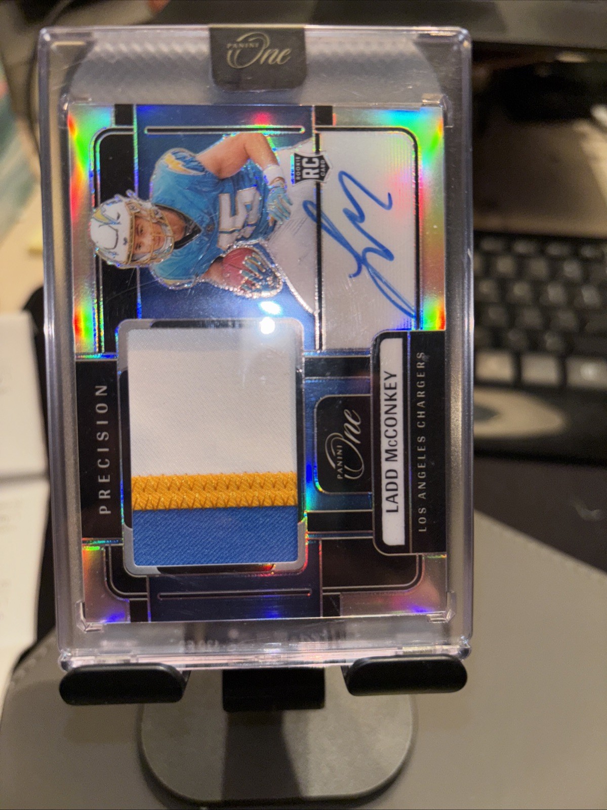 2024 Panini One Ladd McConkey RPA Premium Rookie Patch Auto /99 Chargers