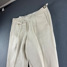 Suitsupply Pants Men's 31x29 Beige Brentwood Tessuti Di Sondrio Linen Pleated