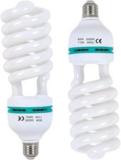 2  85W 5500K Daylight CFL Spiral Bulbs   E27 Softbox Photography Lighting