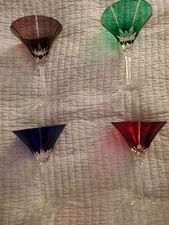 AJKA Castille Albinka Crystal Cut to Clear Set Of 4  Glasses Martini Hungary New