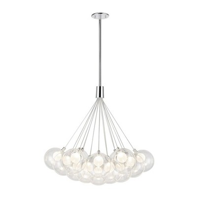 Kuzco Bolla 28'' LED Chandelier, Chrome/Clear Glass Shade - CH3128