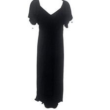 Sandra Darren Black Whimsigoth Hi Low Evening Gown Sz 6 Sparkle Flutter Sleeves