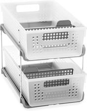 2 Tier Bath Organizer, Undersink Storage with Sliding Drawers, for Cleaning S...