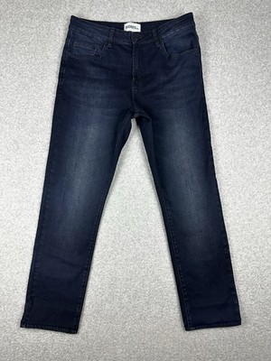 Riders By Lee R2 Slim & Narrow Mens Denim Jeans Size 32 Dark Blue Stretch HEMMED