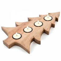 Kerzenhalter Teelichthalter Weihnachtsbaum Mangoholz 40Cm 4 Teelichter