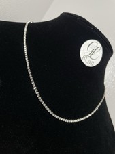 2mm 18  Tennis Chain Necklace Stainless 14k White Gold Steel Cubic Zirconia