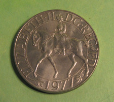 1977 Queen's Silver Jubilee Crown Coin Queen Elizabeth 2 II 2nd KM#920 F