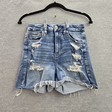 American Eagle Outfitters Women Shorts 4 Blue Denim Curvy Hi Rise Shortie