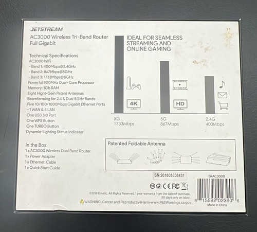 Jetstream ERAC3000 router da gioco Wi-Fi tri-band - Foto 2 di 4