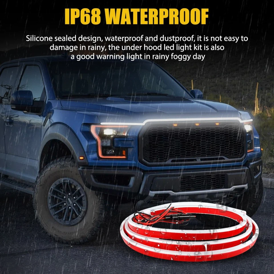 70" Start Up Dynamic Scan LED DRL Hood Light Strip For Dodge Ram 1500 2500 3500 - Image 2 of 4