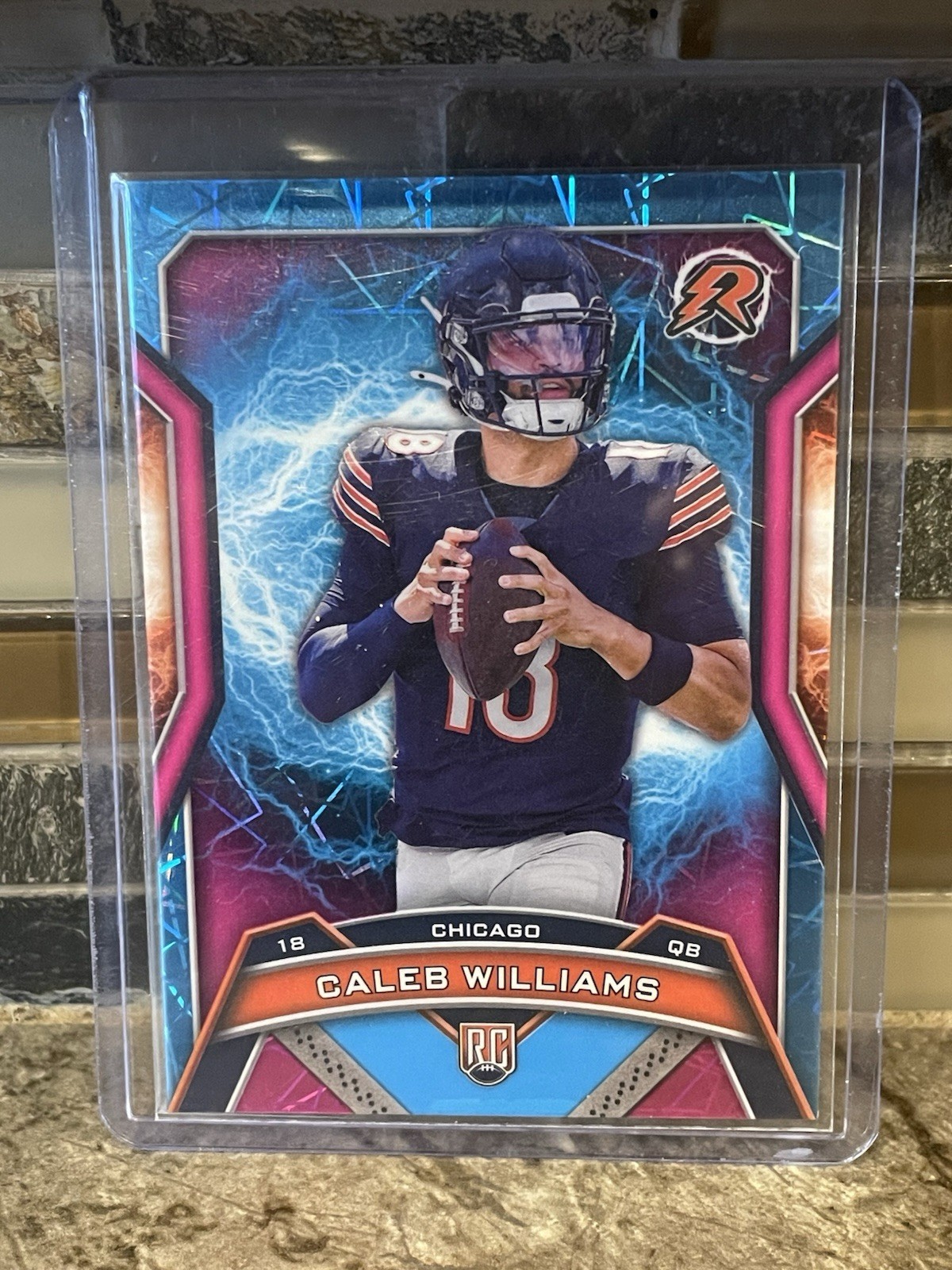 2024 Topps Resurgence - Caleb Williams #117 Sky Blue & Pink Shock Refractor (RC)