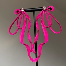 Women Large Bow Earrings Fairy Ear Dangle Drop Earrings Crystal Jewellery Decor