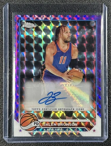 JALEN BRUNSON 2023-24 TOPPS CHROME #CG-JAB AUTO PURPLE GEOMETRIC REFRACTOR