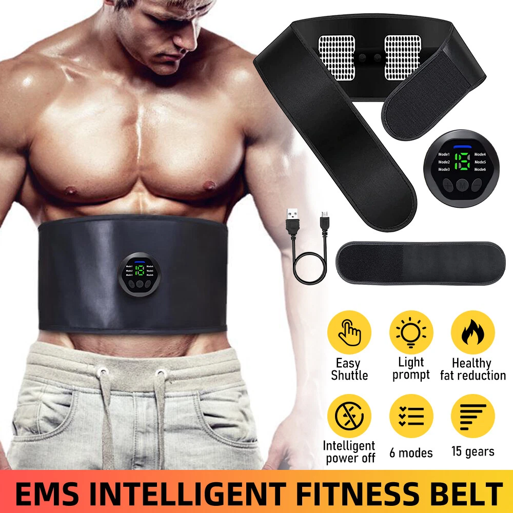 EMS Muscle Stimulator Abs Abdominal Trainer Toning Belt USB Recharge Body  Belly Weight Loss Home Gym