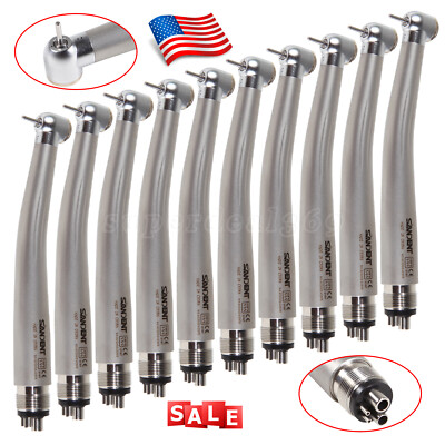 10pcs SANDENT Dental High Speed Handpiece Push Button Turbine 4Hole Fit NSK CE